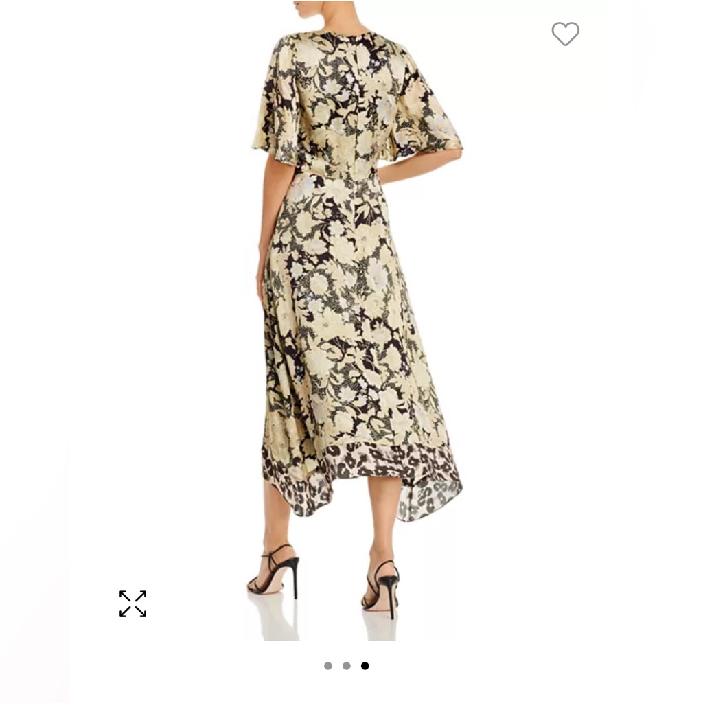 Rebecca Taylor Gold Leaf Floral Silk Dress